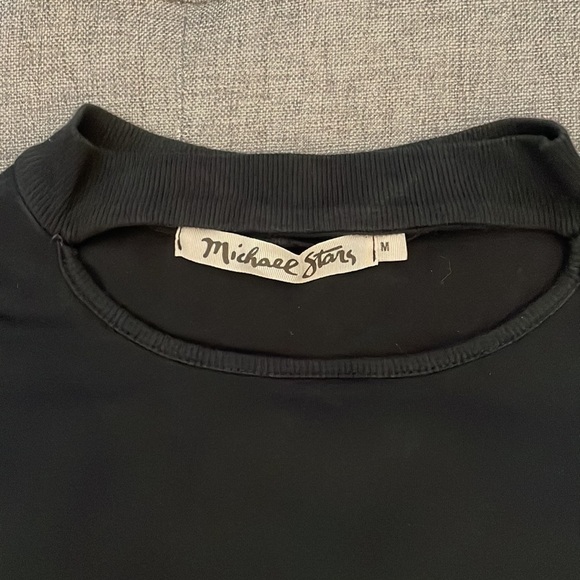 Michael Stars Short Sleeve Ruched Midi Dress w/ Intentional Neckline Rip Sz. M - Picture 3 of 3